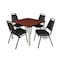 Kee Kee Square Table & Chair Set, Wood, Metal, Vinyl Top, Cherry TB3636CHBPCM29BK - alternate 1
